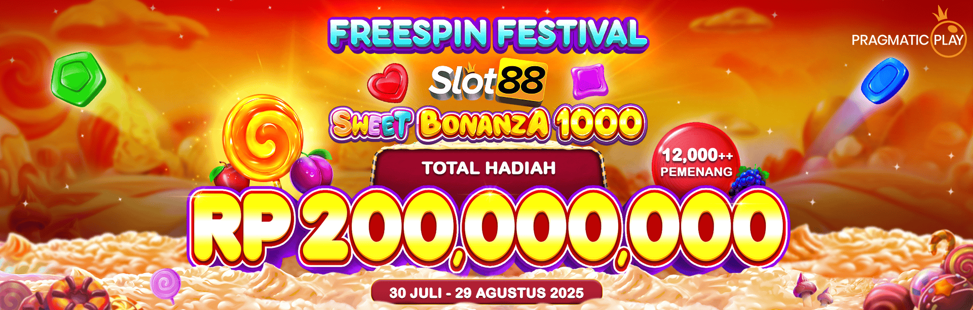SLOT88 X PP - FREESPINS FESTIVAL SLOT88 SWEET BONANZA 1000